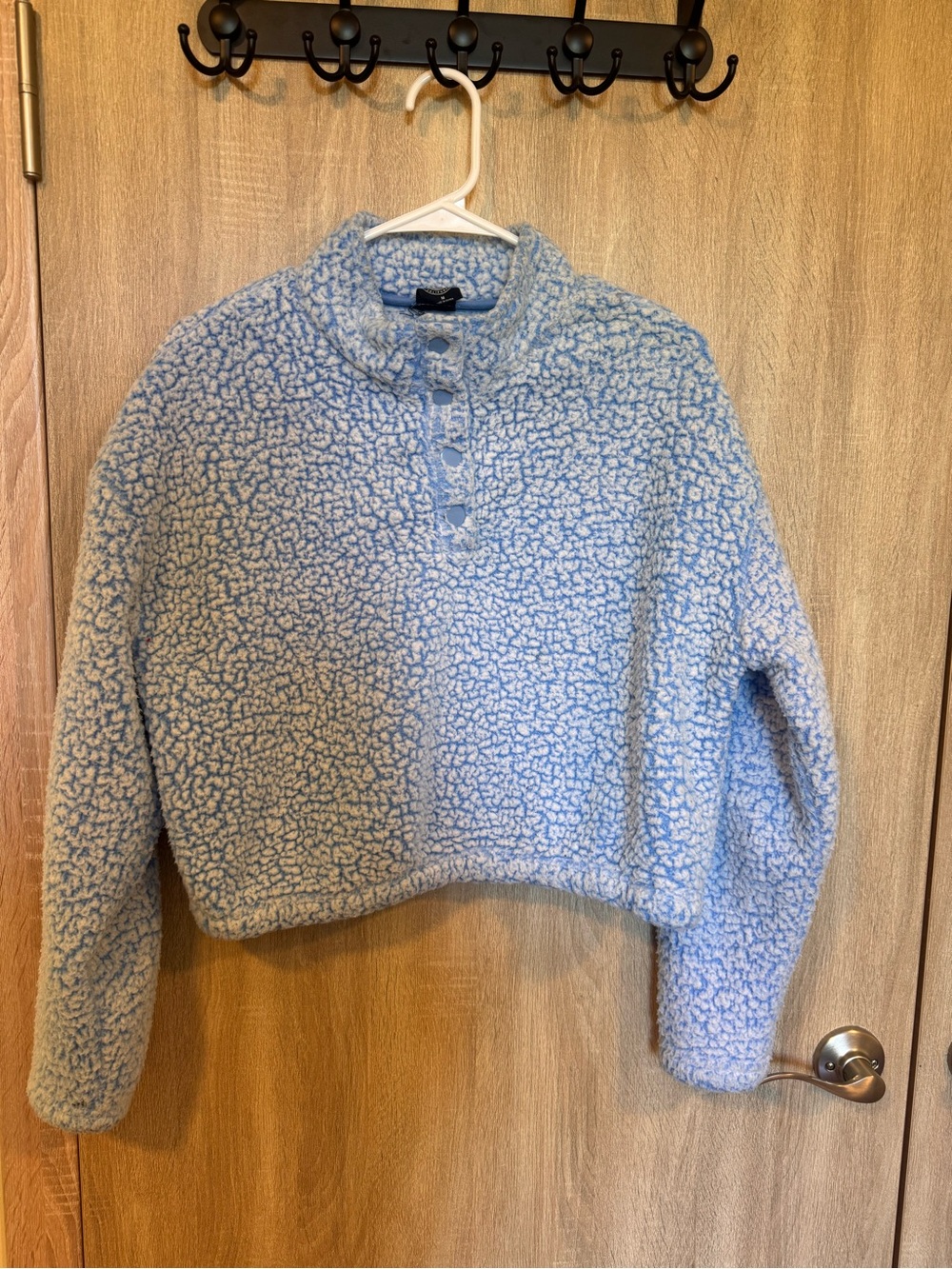 Cozy Blue Fleece Sherpa Pullover Sweater
